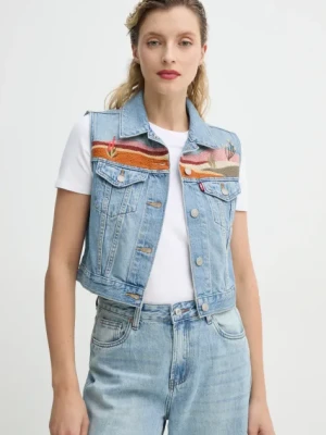 Levi's bezrękawnik EMBROIDERED XS VEST damski kolor niebieski przejściowy 002A7