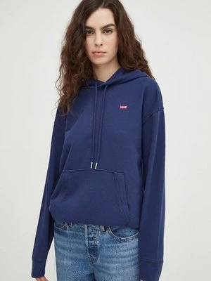 Levi's bluza bawełniana damska kolor granatowy z kapturem gładka