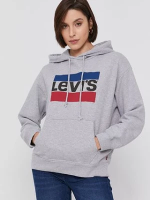 Levi's Bluza bawełniana damska kolor szary z kapturem z nadrukiem 18487.0059-Greys