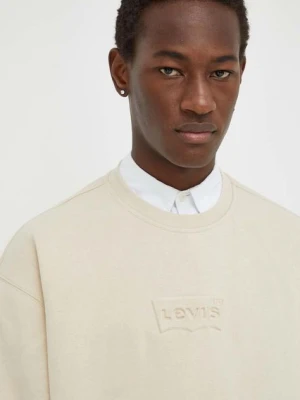 Levi's bluza bawełniana męska kolor beżowy z nadrukiem