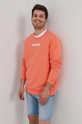 Levi's Bluza bawełniana męska kolor pomarańczowy z nadrukiem