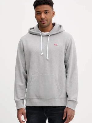 Levi's bluza bawełniana męska kolor szary z kapturem gładka 34581