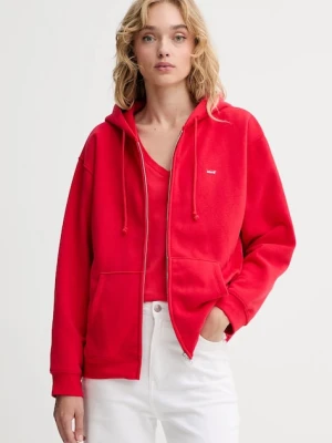Levi's bluza damska kolor czerwony z kapturem gładka A5945