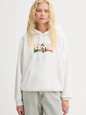 Levi's bluza damska kolor szary z kapturem wzorzysta A8801