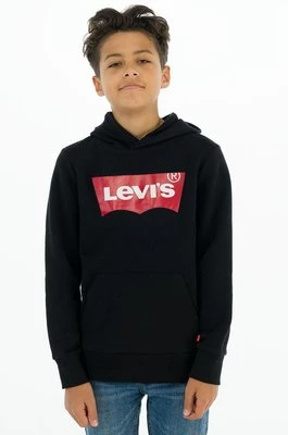 Levi's Bluza dziecięca kolor czarny z kapturem z nadrukiem