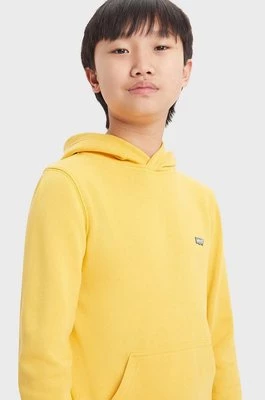 Levi's bluza dziecięca LVB MINI BATWING PULL OVER HOO kolor żółty z kapturem gładka