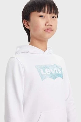 Levi's bluza dziecięca LVB PALM BATWING FILL HOODIE kolor biały z kapturem z nadrukiem