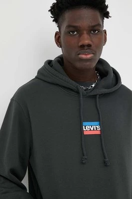 Levi's bluza męska kolor czarny z kapturem z nadrukiem