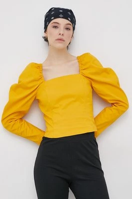 Levi's Bluzka damska kolor żółty gładka