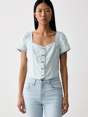 Levi's bluzka koszulowa damska jeansowa MIETTE SS DENIM niebieski