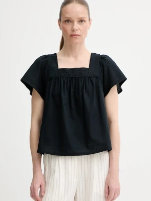 Levi's bluzka z domieszką lnu AMBRE BABYDOLL TANK damska kolor czarny gładka 001SB