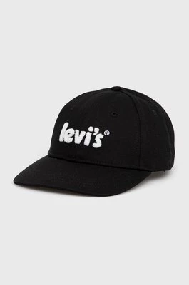 Levi's Czapka bawełniana kolor czarny z aplikacją