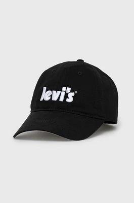 Levi's czapka bawełniana kolor czarny z aplikacją