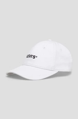 Levi's czapka z daszkiem bawełniana kolor biały z aplikacjąCHEAPER