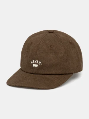 Levi's czapka z daszkiem bawełniana kolor brązowy z aplikacją 000AG-0011