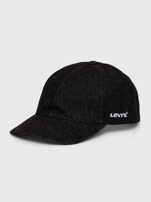 Levi's czapka z daszkiem bawełniana kolor czarny gładka