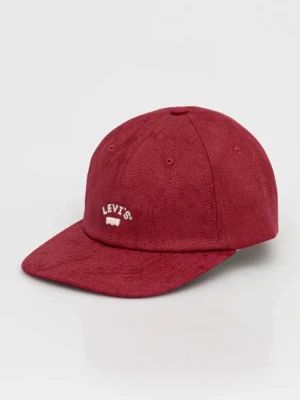 Levi's czapka z daszkiem bawełniana kolor czerwony z aplikacją 000AG-0012