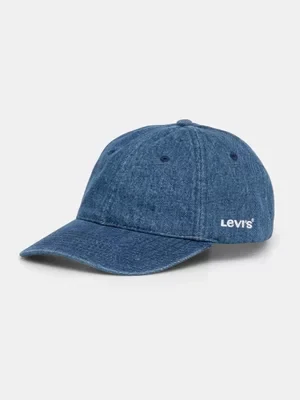 Levi's czapka z daszkiem bawełniana kolor niebieski gładka