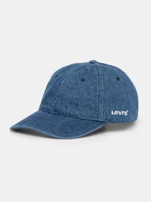 Levi's czapka z daszkiem bawełniana kolor niebieski gładka