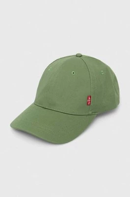 Levi's czapka z daszkiem bawełniana kolor zielony gładka