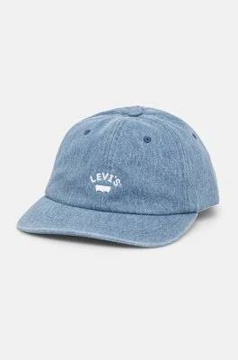 Levi's czapka z daszkiem kolor niebieski gładka 000AG-0005