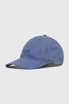 Levi's czapka z daszkiem kolor niebieski gładka
