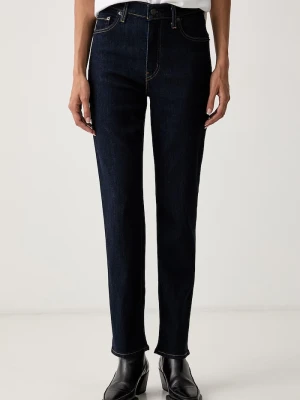 Levi's jeansy slim fit damskie 722 HIGH RISE SLIM granatowy