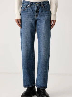 Levi's jeansy straight damskie LOW STRAIGHT niebieski