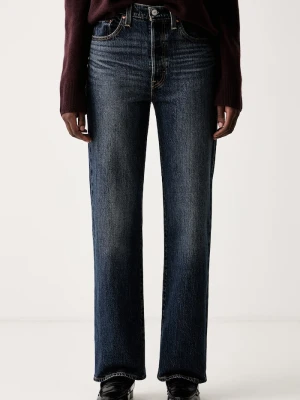 Levi's jeansy straight damskie RIBCAGE FULL LENGTH niebieski