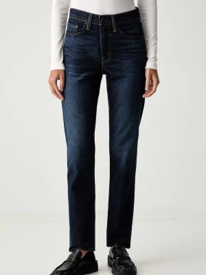 Levi's jeansy wide leg damskie 724 HIGH RISE STRAIGHT granatowy