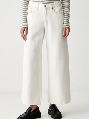 Levi's jeansy wide leg damskie MIDDY WIDE LEG beżowy