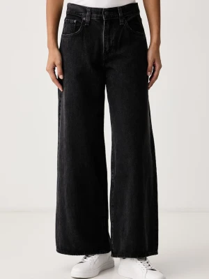Levi's jeansy wide leg damskie MIDDY WIDE LEG czarny