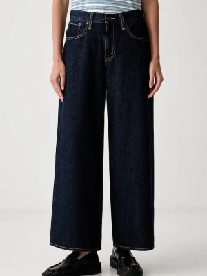 Levi's jeansy wide leg damskie MIDDY WIDE LEG granatowy