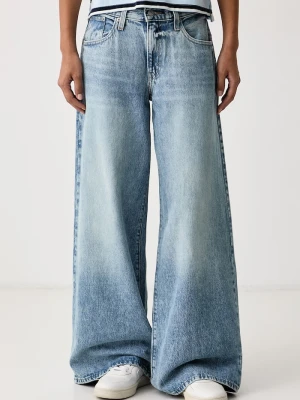 Levi's jeansy wide leg damskie MIDDY WIDE LEG niebieski