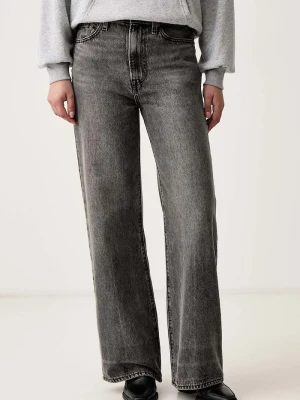 Levi's jeansy wide leg damskie RIBCAGE WIDE LEG szary