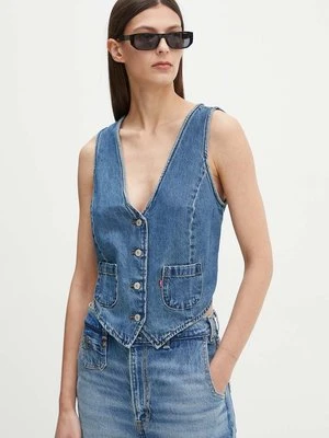 Levi's kamizelka jeansowa damska kolor granatowy jednorzędowa A8749