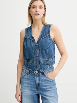 Levi's kamizelka jeansowa kolor niebieski jednorzędowa 001WQ