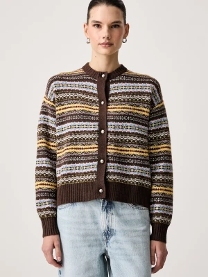 Levi's kardigan damski z dodatkiem wełny CHARLOTTE CREWNECK brązowy