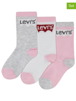 Levi's Kids Skarpety (3 pary) w kolorze jasnoróżowo-szaro-białym rozmiar: 110-122