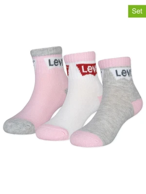 Levi's Kids Skarpety (3 pary) w kolorze jasnoróżowo-szaro-białym rozmiar: 122-134