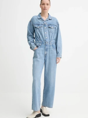 Levi's kombinezon jeansowy BAGGY JUMPSUIT H125 kolor niebieski bawełniany z kołnierzykiemm 001WA
