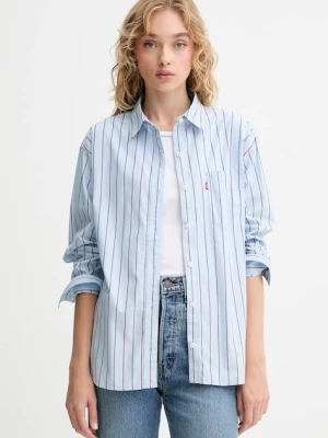 Levi's koszula bawełniana damska kolor niebieski relaxed z kołnierzykiem klasycznym 001HM