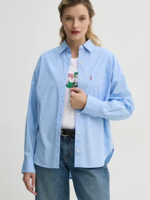 Levi's koszula bawełniana HARLIE NEW BF SHIRT damska kolor niebieski relaxed z kołnierzykiem klasycznym 001HM