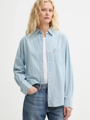 Levi's koszula bawełniana HARLIE NEW BF SHIRT damska kolor niebieski relaxed z kołnierzykiem klasycznym 001HM