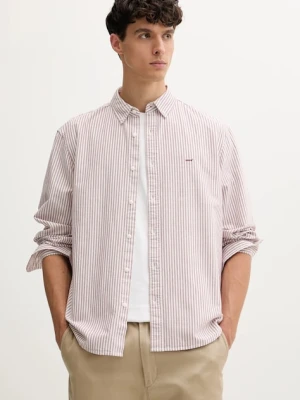 Levi's koszula bawełniana męska kolor bordowy relaxed z kołnierzykiem button-down A7210