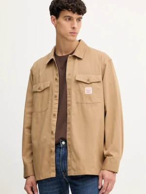 Levi's koszula bawełniana męska kolor brązowy relaxed 003O2