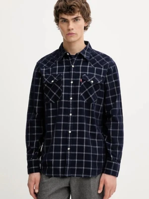 Levi's koszula bawełniana męska kolor granatowy regular z kołnierzykiem klasycznym 85744