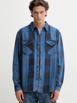 Levi's koszula bawełniana męska kolor niebieski relaxed z kołnierzykiem klasycznym A1919