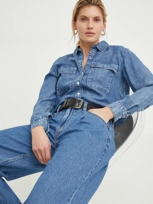 Levi's koszula damska kolor niebieski relaxed z kołnierzykiem klasycznym