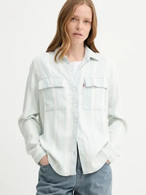 Levi's koszula damska kolor niebieski relaxed z kołnierzykiem klasycznym